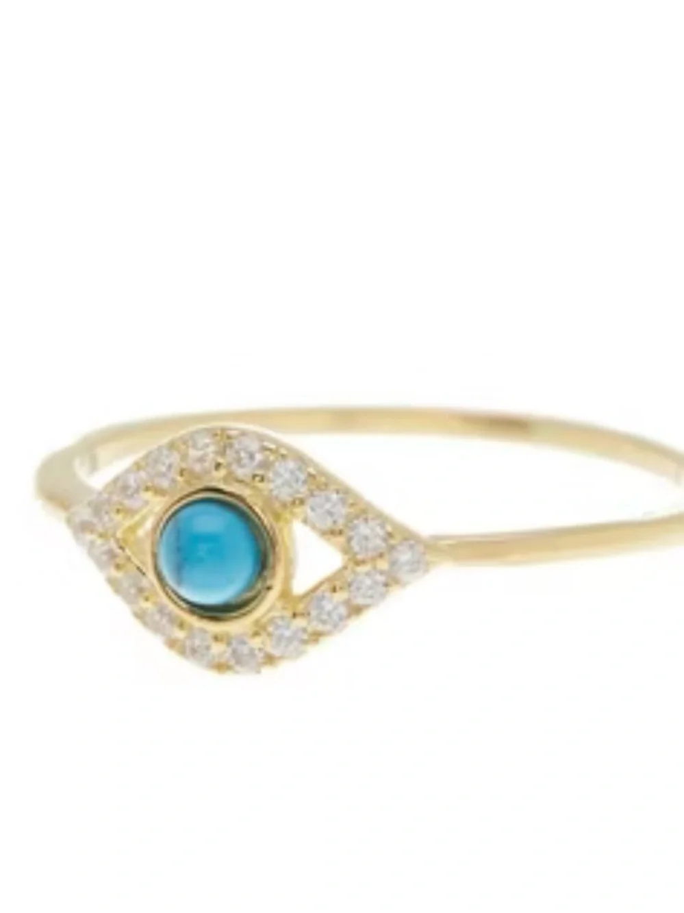 Adornia 14K Turquoise Evil Eye Ring w/Swarovski Crystal Accents